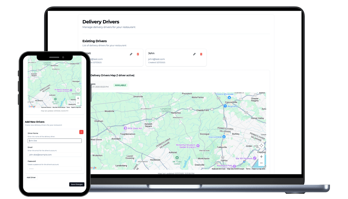 Driver management interface showing performance metrics
