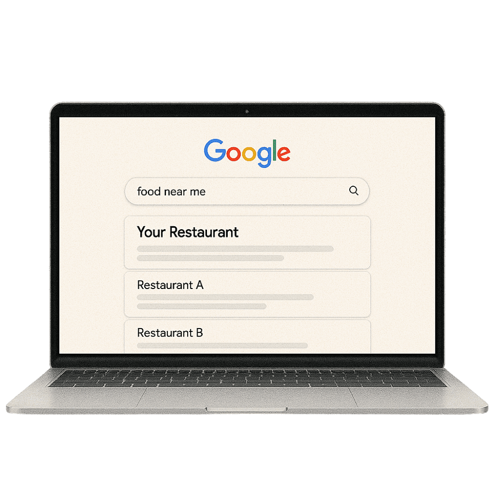 Google search results showing your restaurant on top